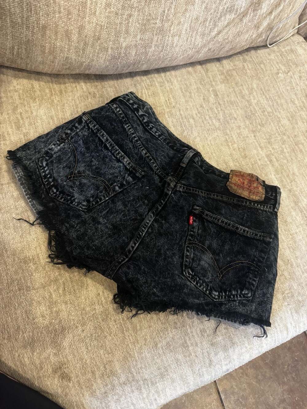 Y2k Levi's Black Acid Wash Distressed Denim Cutoff Shorts